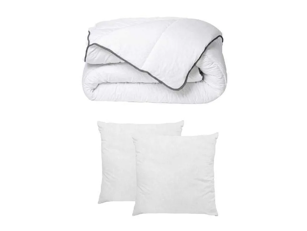 Set Zijdezacht Dekbed 220 X 240 Cm + 2 Hoofdkussens 60 X 60 Cm - Wit - Biesya