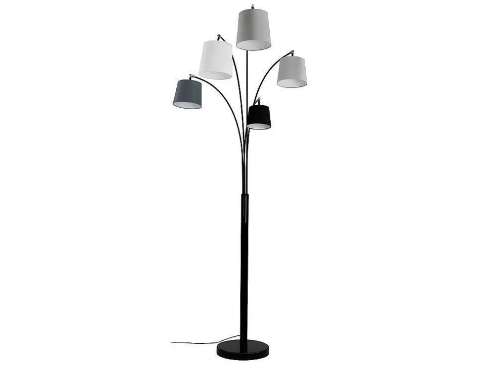 Sfeerlamp Met 5 Lampen Kappen Varieta Van Metaal En Stof - H234 Cm