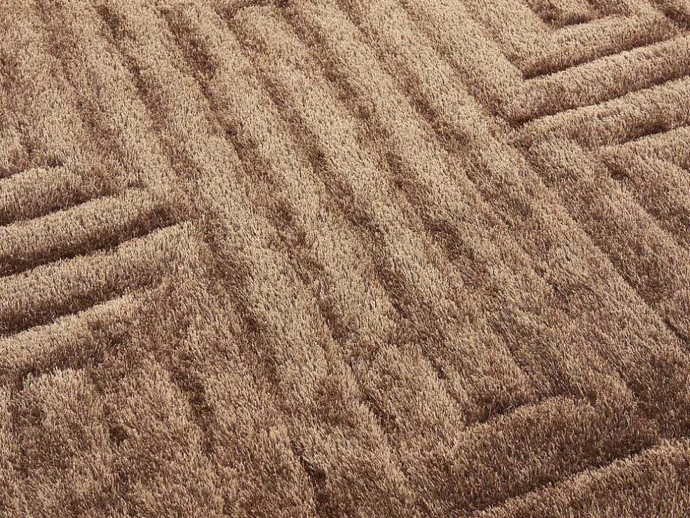 Shaggy Hoogpolig Vloerkleed In Relief - 160 X 230 Cm - Donkerbruin - Maze