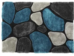 Shaggy Tapijt Pietra Turquoise En Grijs - Polyester - 140 X 200 Cm