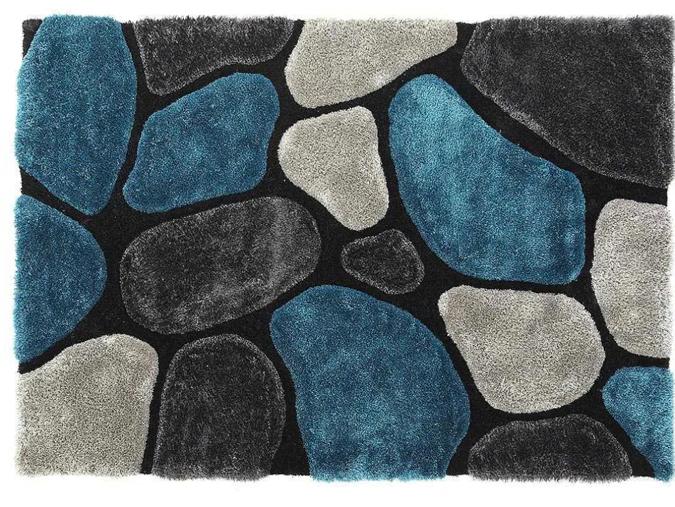 Shaggy Tapijt Pietra Turquoise En Grijs - Polyester - 120 X 170 Cm