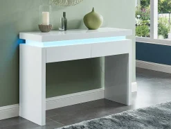 Sidetable Emerson - Met Led-Verlichting - 2 Lades - Wit Gelakt Mdf