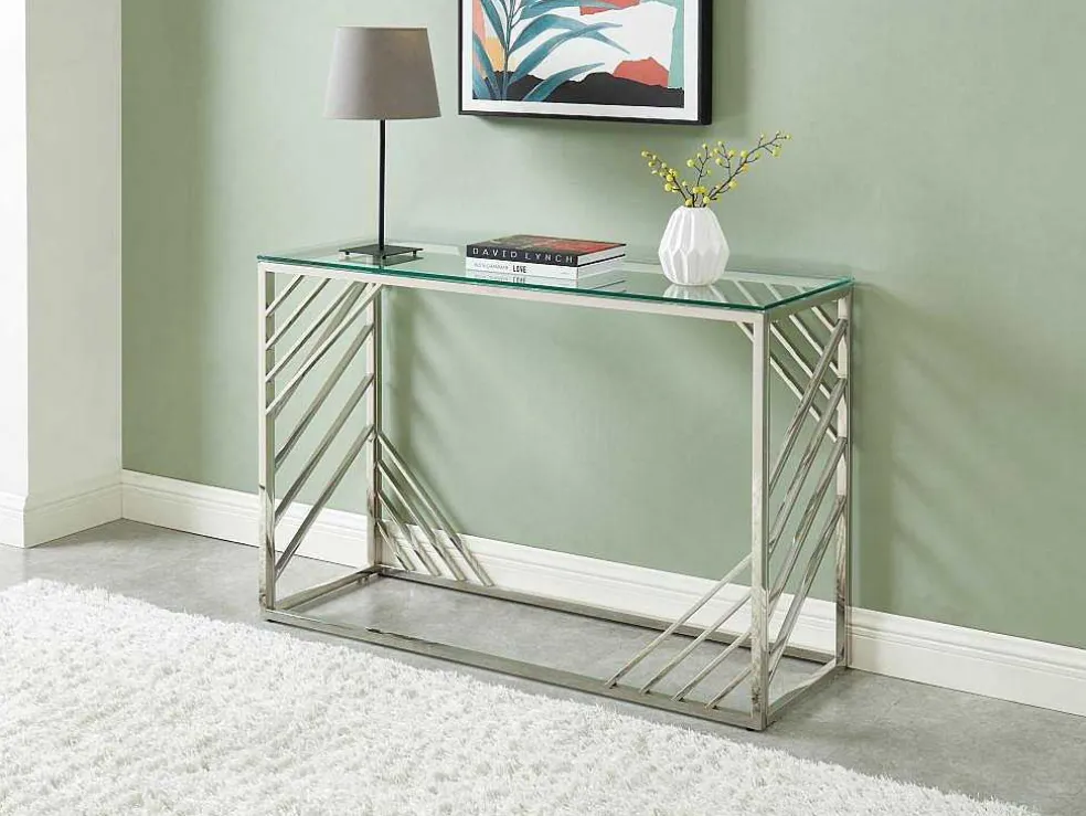 Sidetable Van Gehard Glas En Roestvrij Staal - Chroom - Simato - Van Pascal Morabito