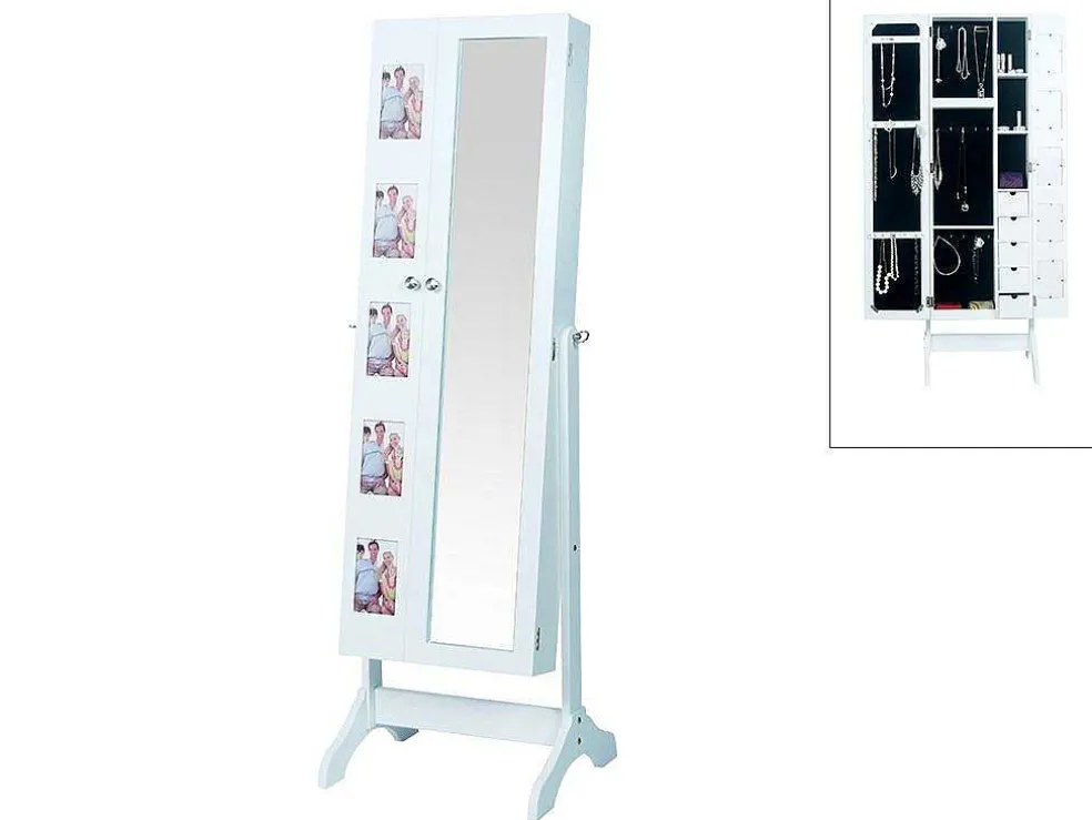 Sieradenkast Met Spiegel En Fotolijstjes Polina - H142 Cm