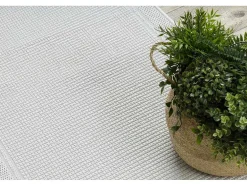 Sisal Tapijt, Loper Timo 5979 Buitenshuis Kader Wit 70X200 Cm