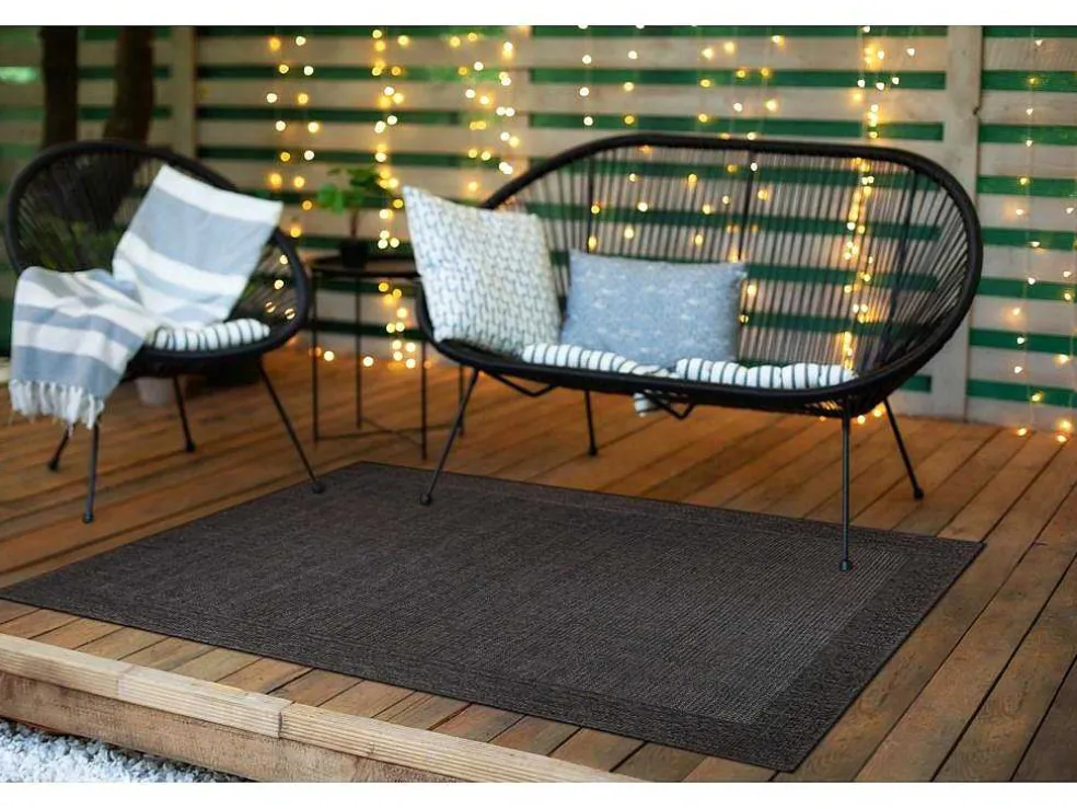 Sisal Tapijt Timo 5000 Buitenshuis Kader Zwart 80X150 Cm