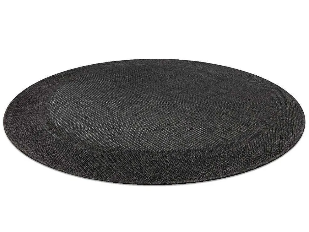 Sisal Tapijt Timo 5000 Cirkel Buitenshuis Kader Zwart Cercle 120 Cm