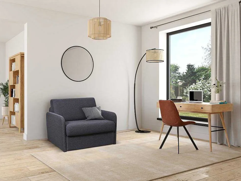 Slaapfauteuil Met Matras Van Stof Nadoa - Slaapafmeting 70 Cm - Antraciet
