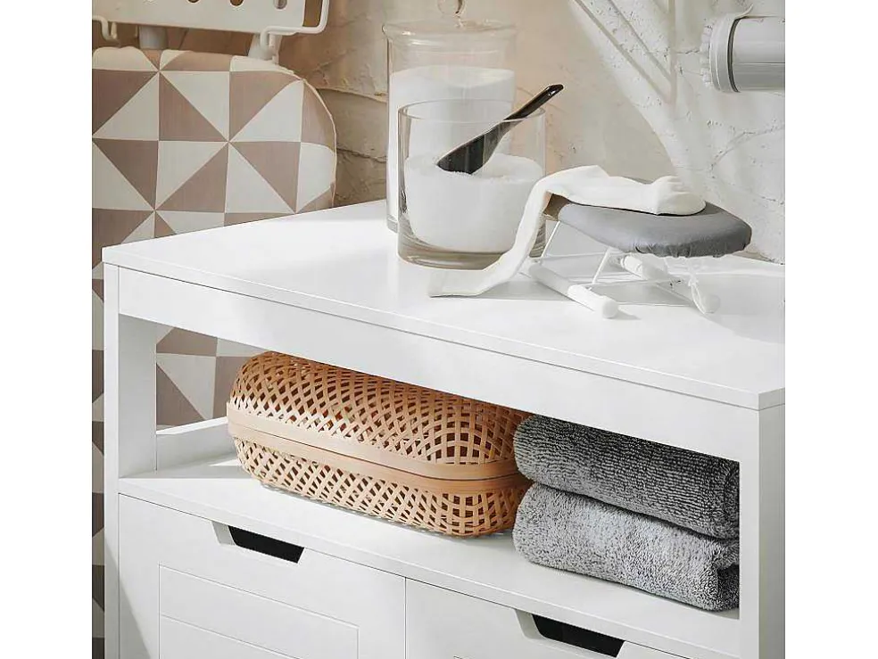 Sobuy Badkamermeubel Toiletkast Ladekast Kastopbergmeubel Met 2 Deuren, Verstelbare Planken, 70X35X90 Cm, Bzr121-W