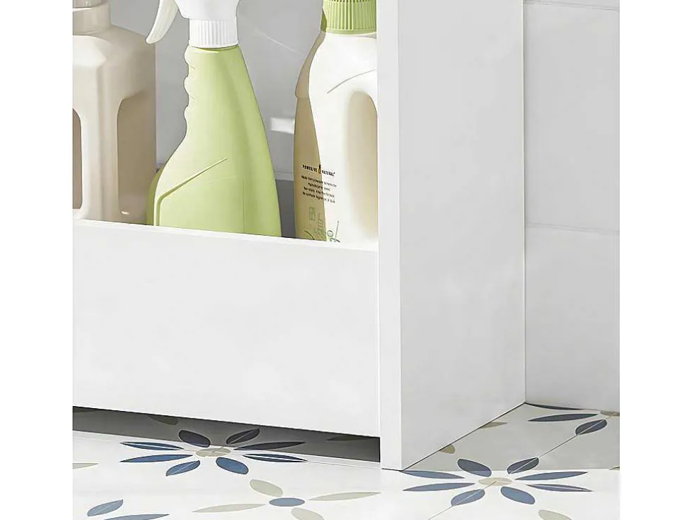 Sobuy Bzr48-W Toiletrolhouder, Badkamer Toiletkast, Badkamermeubels, Houten Vloer Staande Badkamerkast