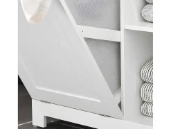 Sobuy Bzr105-W Waszak Waskast Met 3 Planken En 1 Uitneembare Wasmand