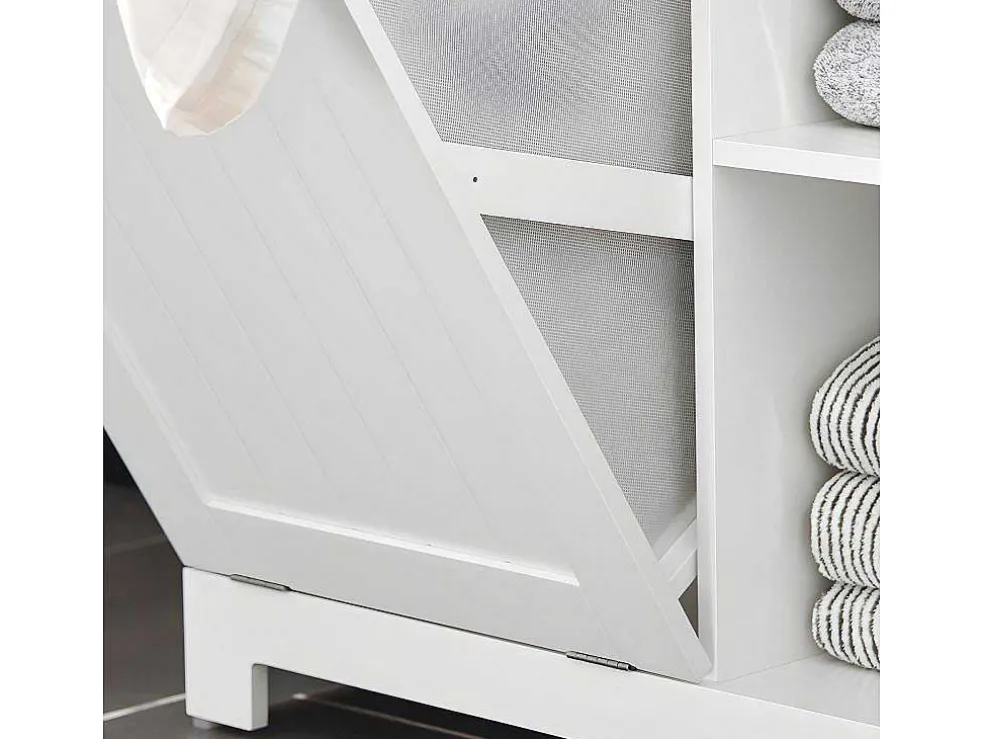 Sobuy Bzr105-W Waszak Waskast Met 3 Planken En 1 Uitneembare Wasmand