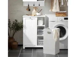 Sobuy Bzr105-W Waszak Waskast Met 3 Planken En 1 Uitneembare Wasmand