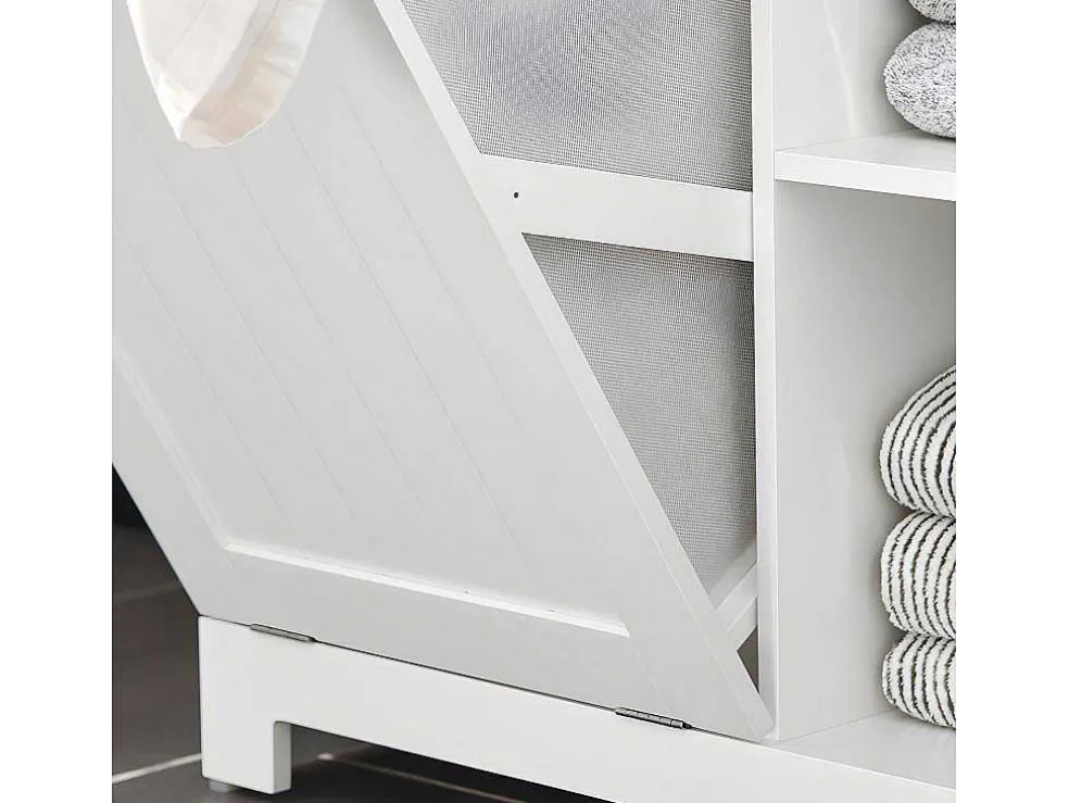 Sobuy Bzr105-W Waszak Waskast Met 3 Planken En 1 Uitneembare Wasmand
