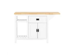 Sobuy Centraal Keukeneiland Met Uitschuifbaar Werkblad Van Rubberhout, 2 Deuren, 2 Lades En Opbergruimte, Opbergkast, Keukenkast, 110/145 X 60 X 95 Cm, Knl06-Wn