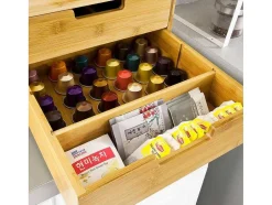 Sobuy Frg82-N Capsulehouder Met 2 Lades Duurzaam Bamboe Opberglade Koffiecapsule Houder Nespresso
