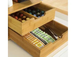 Sobuy Frg82-N Capsulehouder Met 2 Lades Duurzaam Bamboe Opberglade Koffiecapsule Houder Nespresso