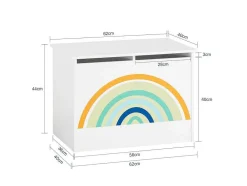 Sobuy Kmb70-W Speelgoedkist Voor Kinderen, Speelgoed Opbergdoos, Opbergkist Met Scharnierend Deksel, Regenboogdesign, Kinderboekenplank