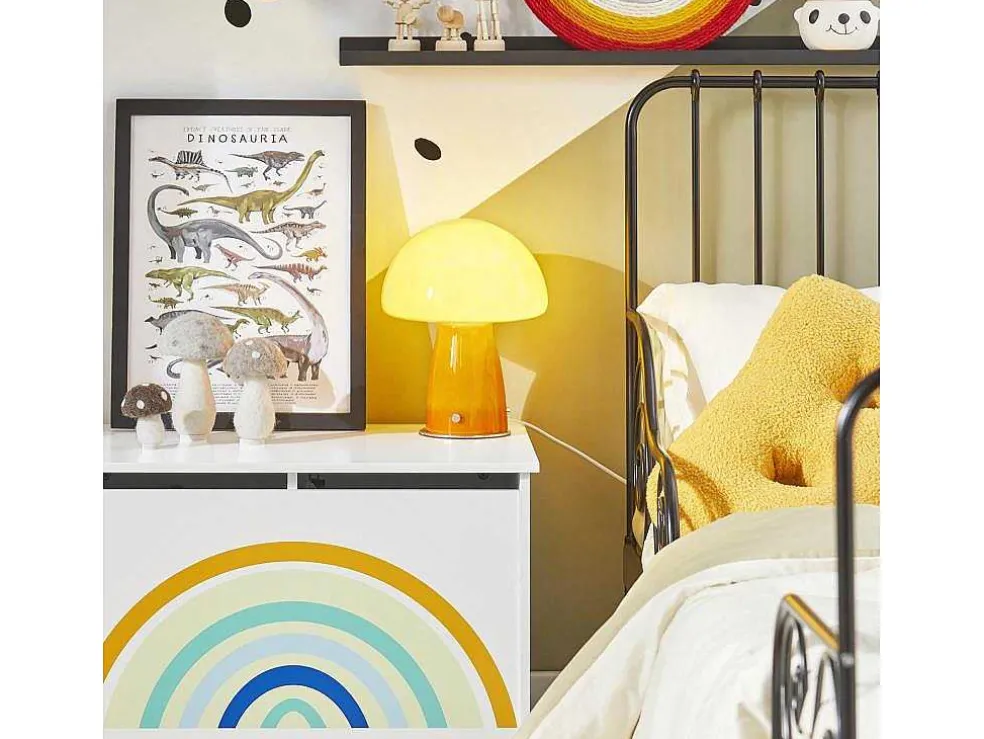 Sobuy Kmb70-W Speelgoedkist Voor Kinderen, Speelgoed Opbergdoos, Opbergkist Met Scharnierend Deksel, Regenboogdesign, Kinderboekenplank