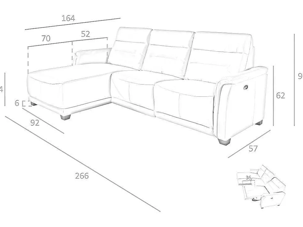 Sofa Chaiselongue (L) Relax In Leer 6155 Angel Cerda
