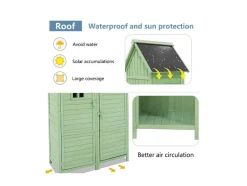 Sparrenhouten Tuinhuis - Gereedschapsschuur Met 2 Geintegreerde Planken - H 173 Cm - Waterdicht Pvc Dak - Groen