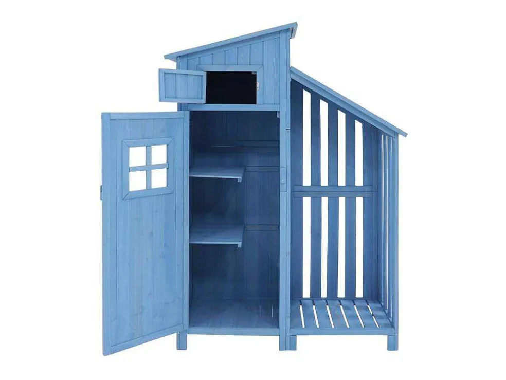 Sparrenhouten Tuinhuis - Gereedschapsschuur Met 2 Geintegreerde Planken - H 173 Cm - Waterdicht Pvc Dak - Groen