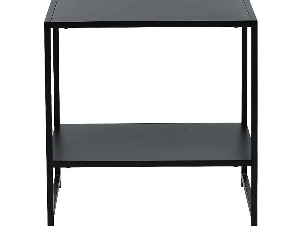 Staal Bijzettafel Met Plank 51X51 Cm Zwart.