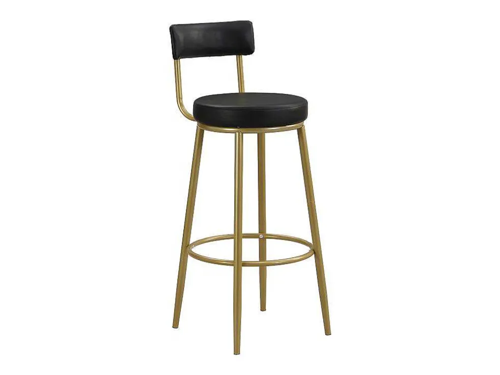 Staande Eettafel - 1 Tafel En 2 Krukken - Rechthoekige Tafel - Zwart & Goud