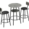 Staande Eettafel - 1 Tafel En 2 Krukken - Ronde Tafel Met Opbergplank - Zwart & Grijs