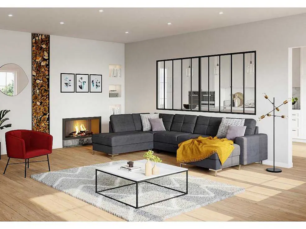 Staande Lamp Met Industriele Stijl En Meerdere Lampjes Klepton - Metaal - 49,5 X 28,5 X 146,5 Cm - Zwart En Goudkleurig