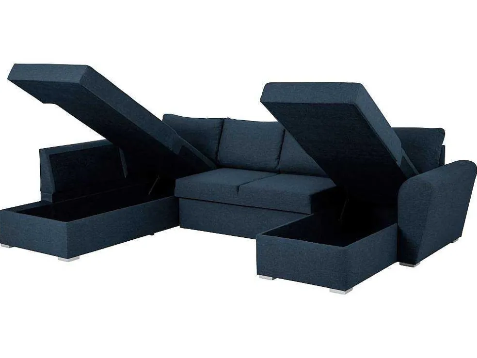 Stan Slaapbank, Hoek Links Met Chaise Longue Rechts, In Blauw.
