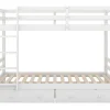 Stapelbedden 140 X 200 Cm Met 2 Grote Lades - Leuning En Trap - Mdf Hout - Grijs
