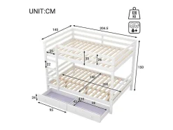 Stapelbedden 140 X 200 Cm Met 2 Grote Lades - Leuning En Trap - Mdf Hout - Grijs
