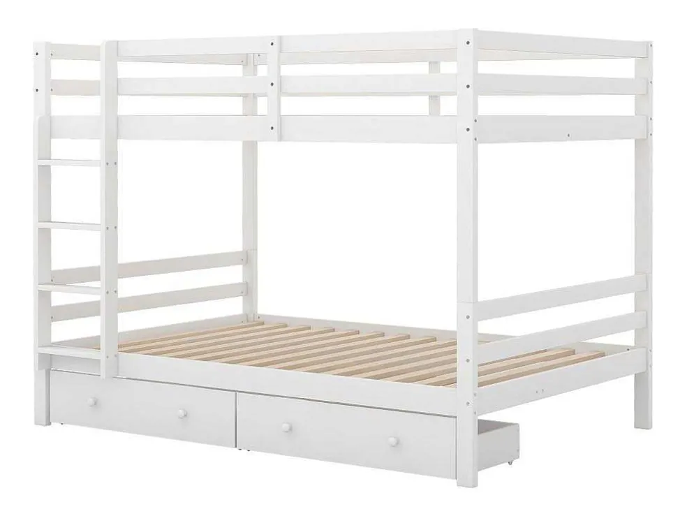 Stapelbedden 140 X 200 Cm Met 2 Grote Lades - Leuning En Trap - Mdf Hout - Grijs