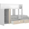 Stapelbed - Ingebouwde Kast - 2X90X190Cm - Wit En Eiken + Matras - Juanito