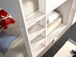 Stapelbed Juanito Met Ingebouwde Kast En Opbergruimte - 2X90X190Cm - Wit, Eiken En Taupe