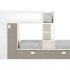 Stapelbed Met Ingebouwde Kast En Opbergruimte 2X90X190Cm - Wit, Eiken En Taupe + Matras - Juanito