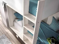 Stapelbed Met Ingebouwde Kast 2 X 90 X 190 Cm - Wit, Eiken En Antraciet + Matras - Juanito