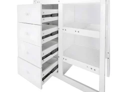 Stapelbed Met Onderschuifbed - Massief Grenenhout - 3X90X200 Cm - Opbergtrap Met 4 Lades - Veiligheidsbarrieres - Wit