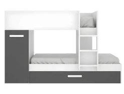 Stapelbed Met Opbergruimtes 3 X 90 X 190 Cm - Antraciet En Wit - Met Matras - Anthony