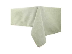 Tafelkleed + 4 Katoenen Servetten - Beige Rand - Groen - 140 X 240 Cm - Loania