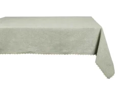 Tafellaken Van Katoen Met Beige Rand - 140 X 240 Cm - Groen - Loania