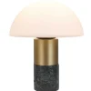 Tafellamp Champignon Van Marmer, Metaal En Glas - D30 X H35 Cm - Wit En Goudkleurig - Langford