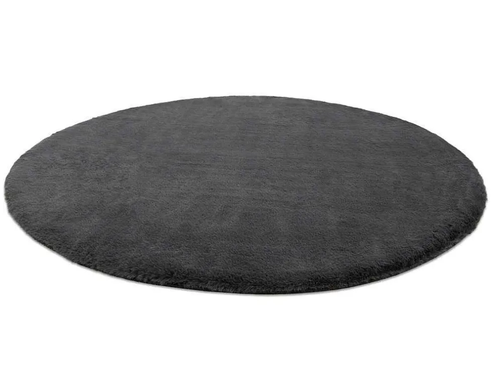 Tapijt Bunny Rond Anthracytkleuring Imitatie Konijnenvacht Cercle 140 Cm