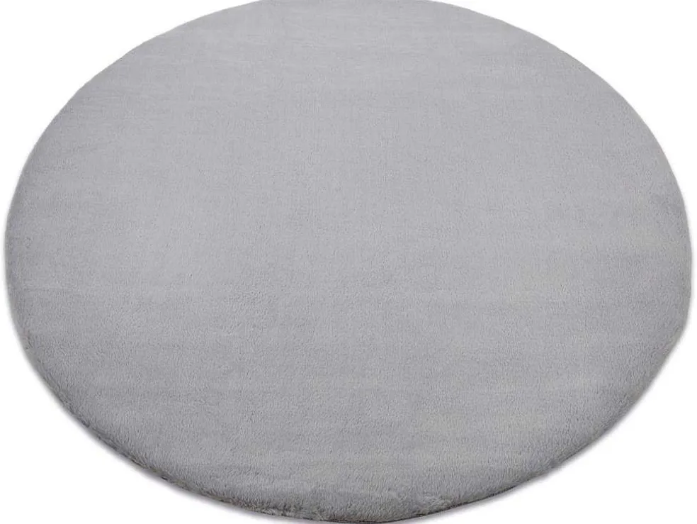 Tapijt Bunny Rond Zilver Imitatie Konijnenvacht Cercle 100 Cm