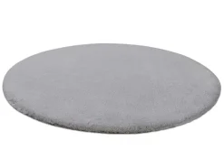 Tapijt Bunny Rond Zilver Imitatie Konijnenvacht Cercle 100 Cm