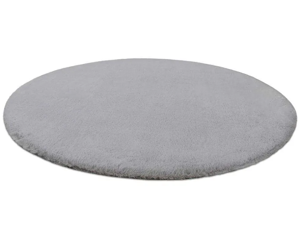 Tapijt Bunny Rond Zilver Imitatie Konijnenvacht Cercle 160 Cm