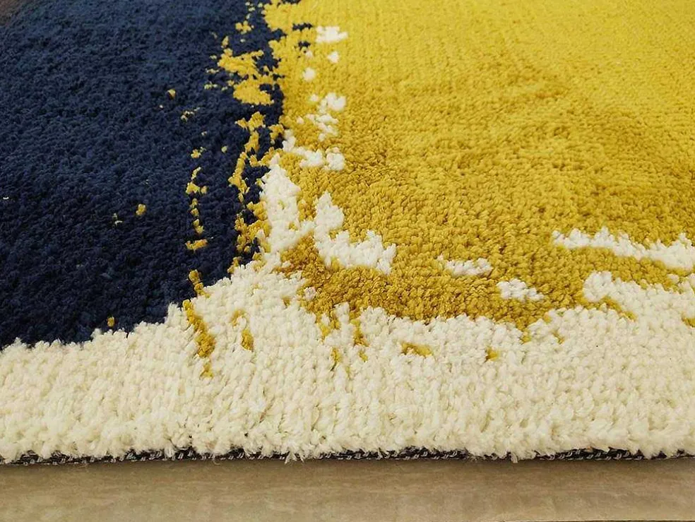 Tapijt Camden - Polyester - 160 X 230 Cm - Mosterdkleur, Marineblauw, Grijs
