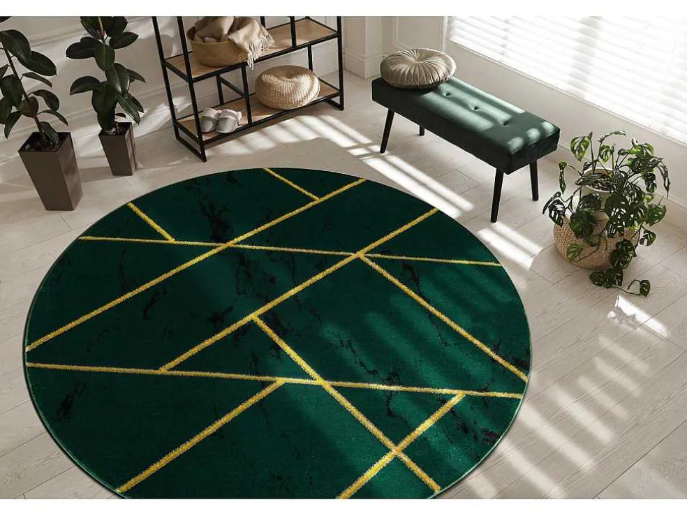 Tapijt Emerald Exclusief 1012 Cirkel - Glamour, Stijlvol Marmer, Geome Cercle 200 Cm