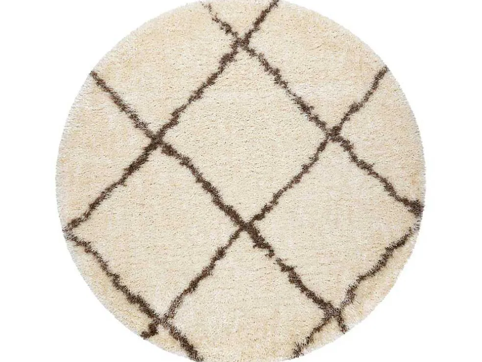 Tapijt Fluffy 2373 Cirkel Shaggy Latwerk Room / Beige Cercle 160 Cm